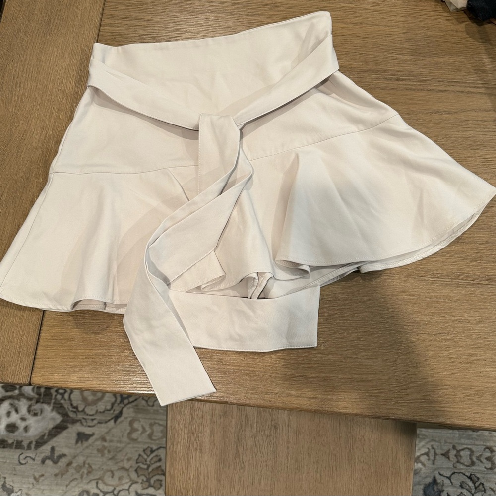 White Flared Mini Skirt with Tie Waist